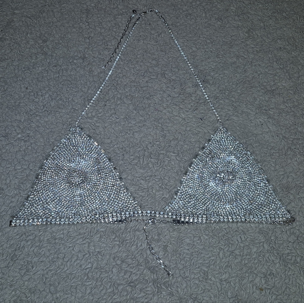 Express Vintage Silver Diamante Bra Like New - Picture 3 of 15